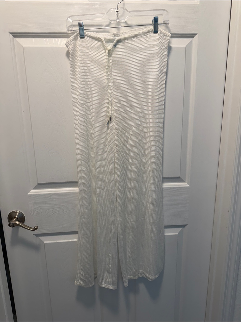 White Knit Drawstring Swim Coverup Pants